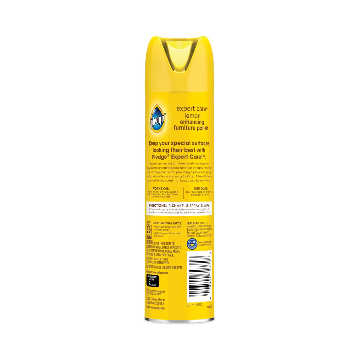 Pledge® Furniture Polish, Lemon, 9.7 Oz Aerosol Spray