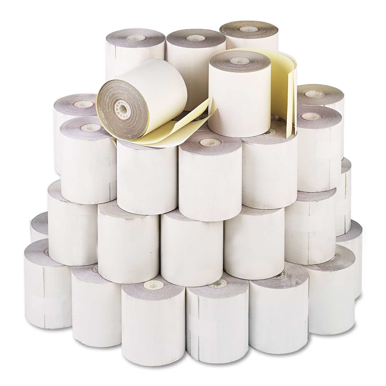 Iconex™ Impact Printing Carbonless Paper Rolls, 3" X 90 Ft, White/canary, 50/carton