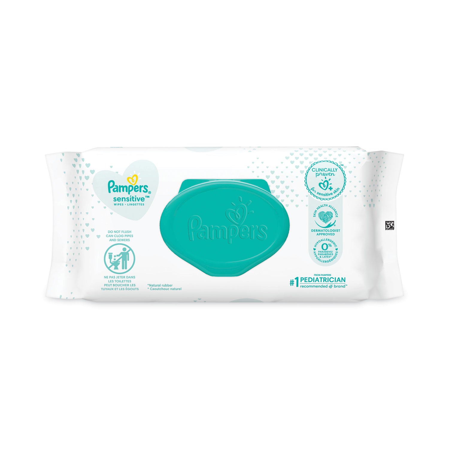 Pampers® Sensitive Baby Wipes, 1-Ply, 6.8 x 7, Unscented, White, 56/Pack, 8 Packs/Carton