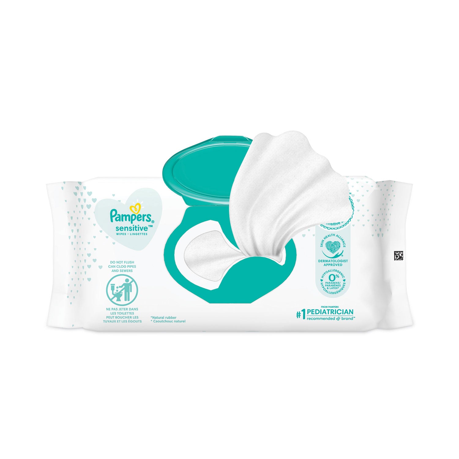Pampers® Sensitive Baby Wipes, 1-Ply, 6.8 x 7, Unscented, White, 56/Pack