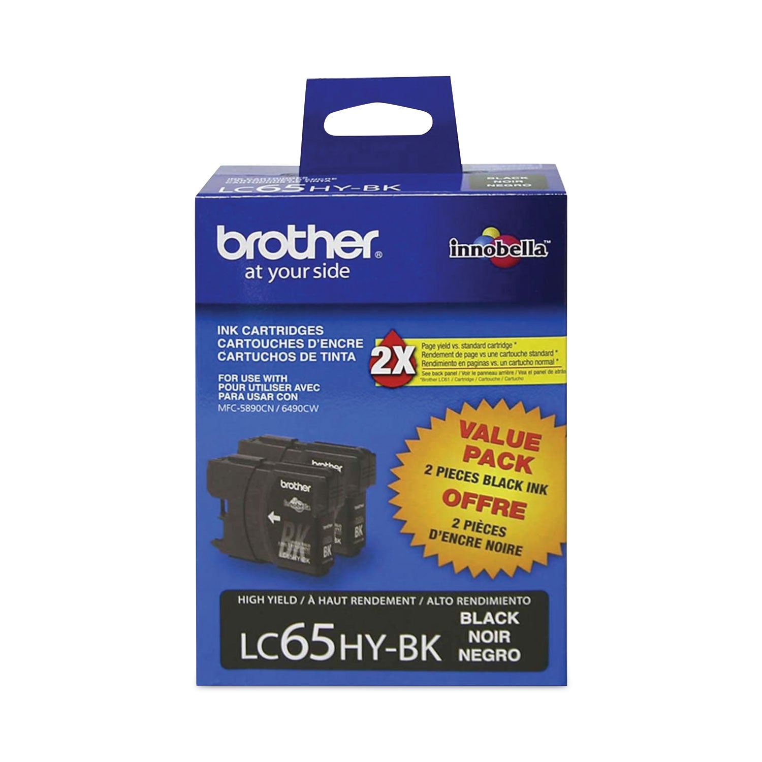 Brother Lc652pks Innobella High-Yield Ink, 900 Page-Yield, Black, 2/pack