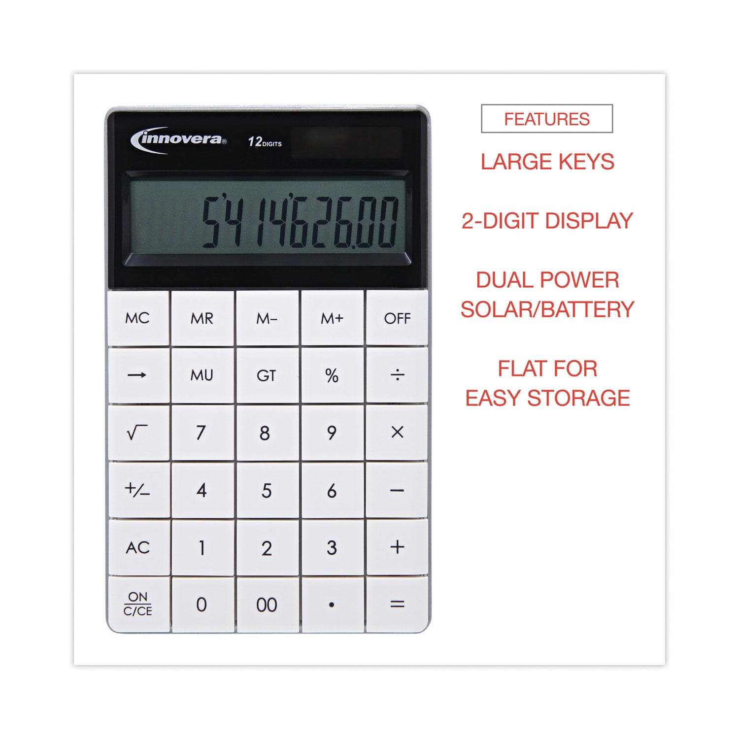 Innovera® 15973 Large Button Calculator, 12-Digit LCD