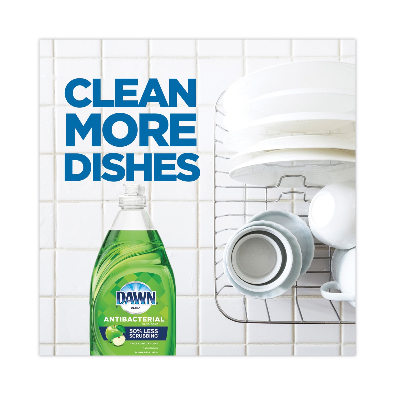 Dawn® Ultra Antibacterial Dishwashing Liquid, Apple Blossom Scent, 38 oz Bottle, 8/Carton
