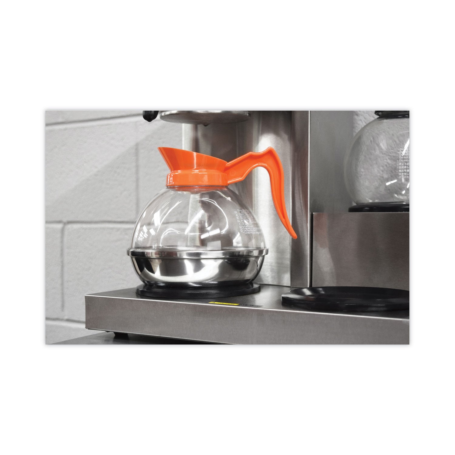 Coffee Pro Unbreakable Decaffeinated Coffee Decanter, 60 oz, Orange Handle