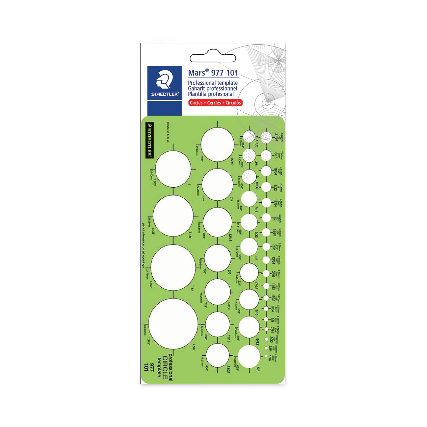 Staedtler® Templates, 39 Circles, 4 X 7.25, Green