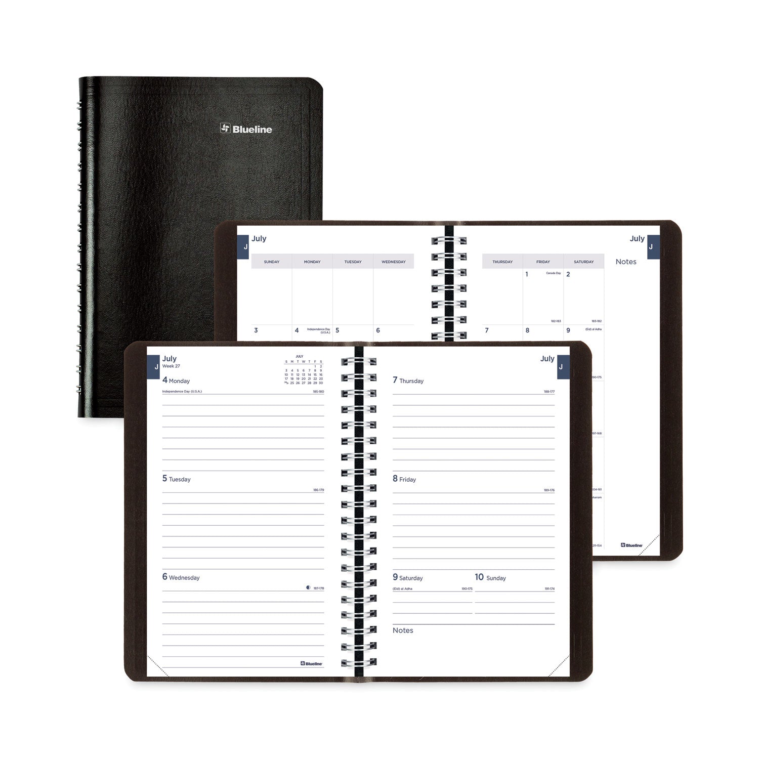 Academic Weekly/Monthly Planner, 8 x 5, Black Cover, 13-Month (Jul to Aug): 2024 to 2025