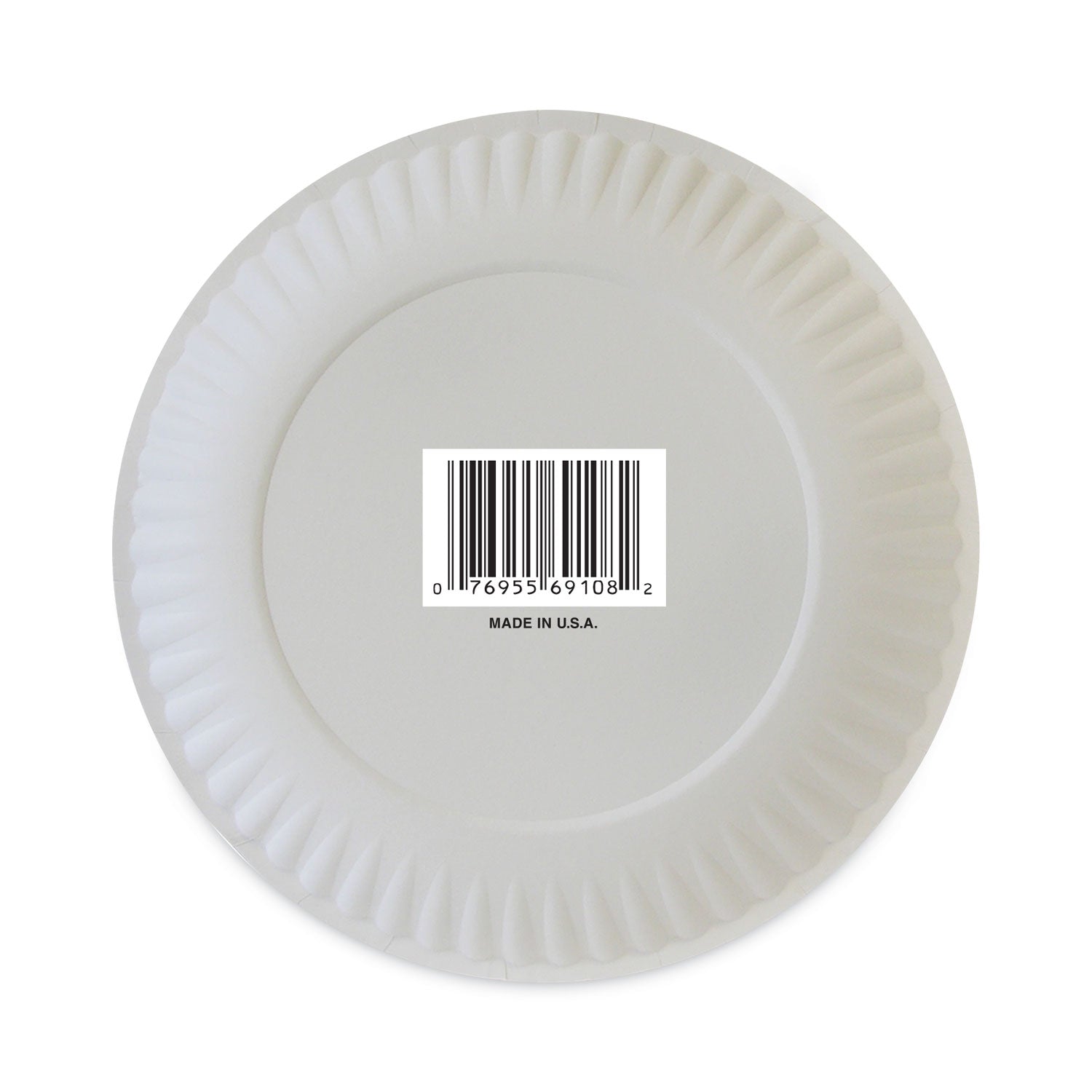 AJM Packaging Corporation Coated Paper Plates, 9" Dia, White, 100/pack, 12 Packs/carton