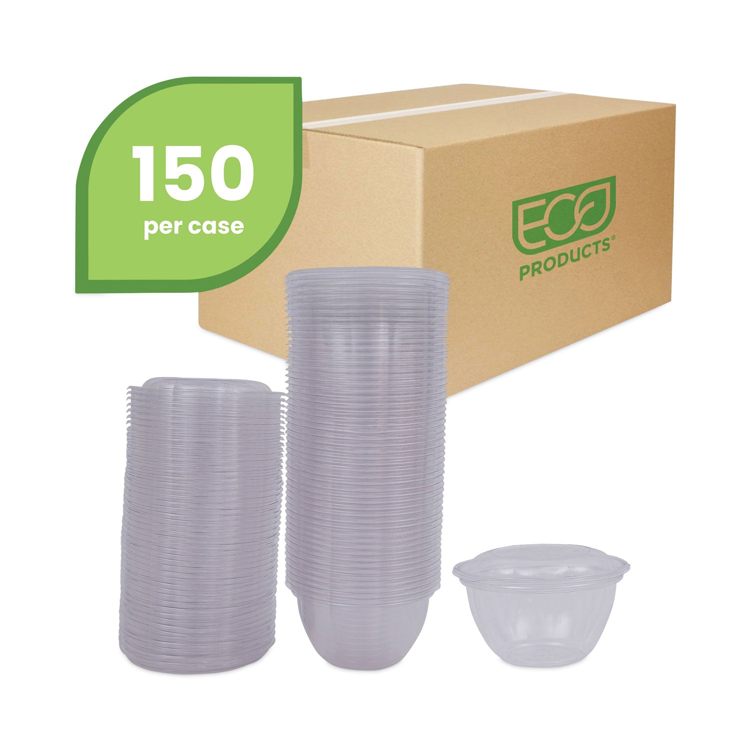 Eco-Products® Renewable and Compostable Containers, 18 oz, 5.5" Diameter x 2.3" h, Clear, Plastic, 150/Carton