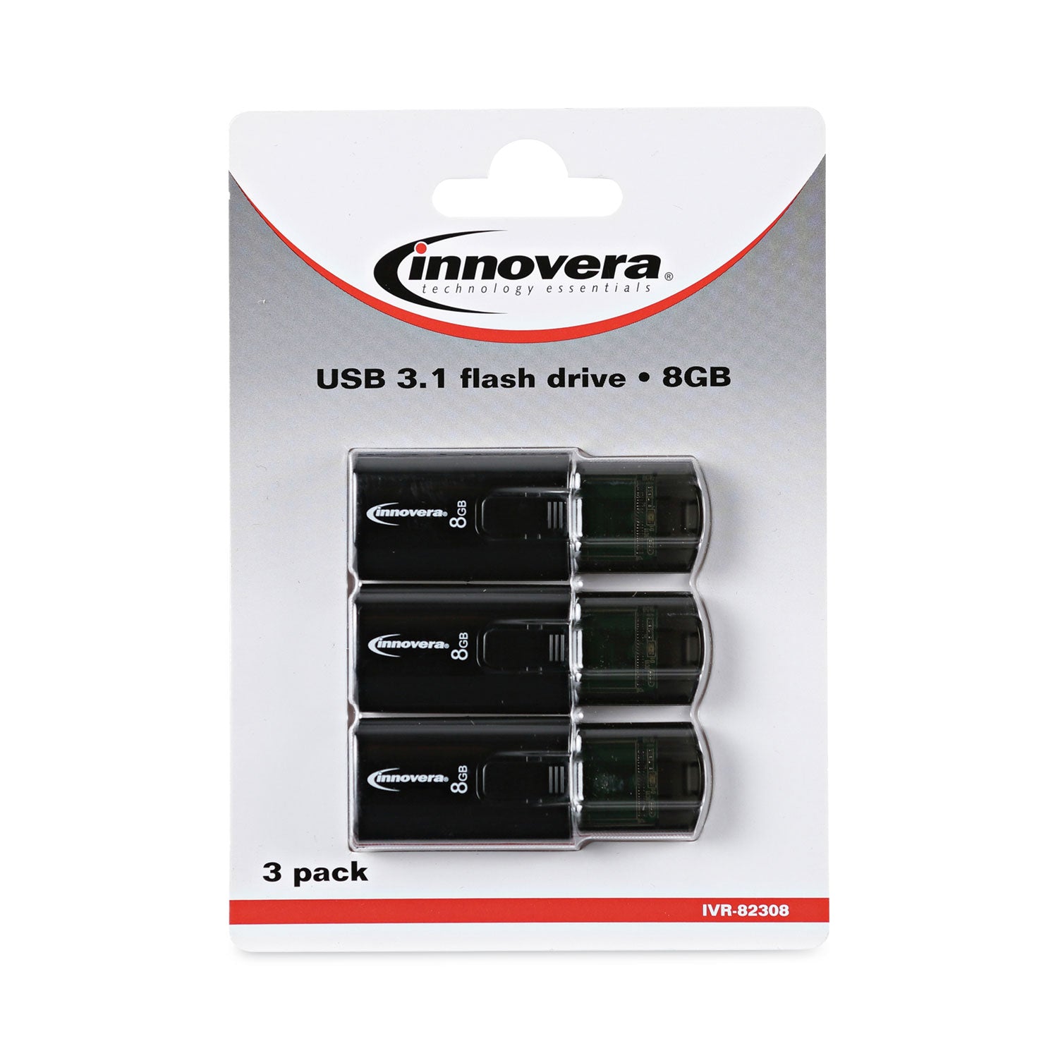 Innovera® Usb 3.0 Flash Drive, 8 Gb, 3/pack