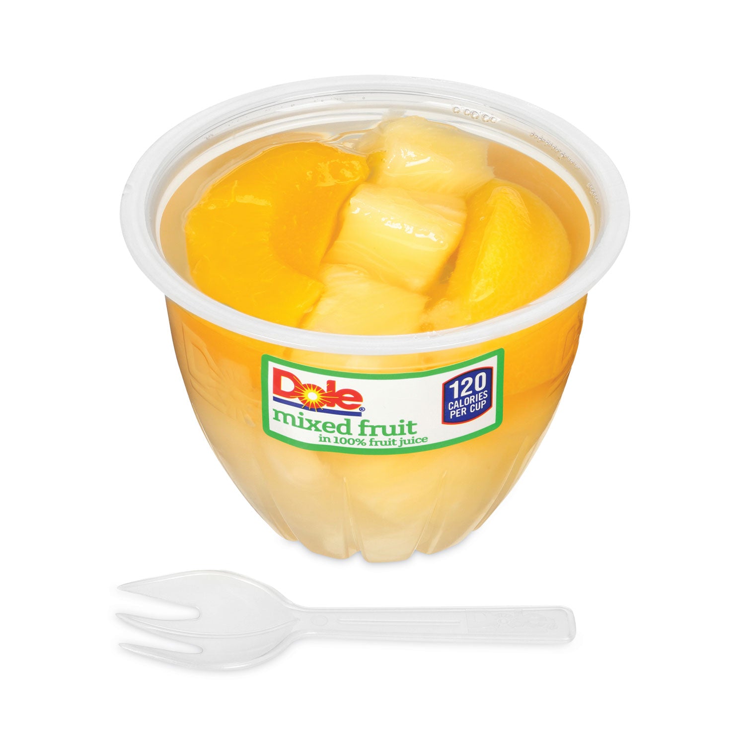 Dole® Mixed Fruit in 100% Fruit Juice Cups, Peaches/Pears/Pineapple, 7 oz Cup, 12/Carton