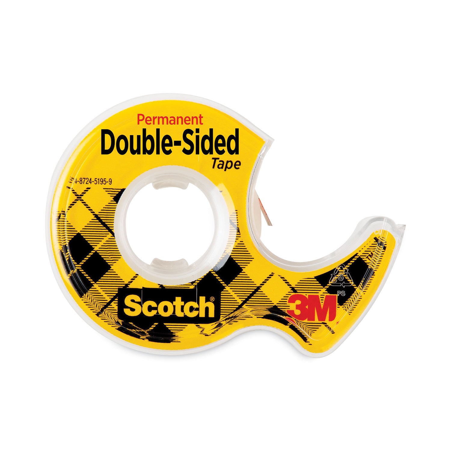 Scotch® Double-Sided Permanent Tape In Handheld Dispenser, 1" Core, 0.5" X 37.5 Ft, Clear