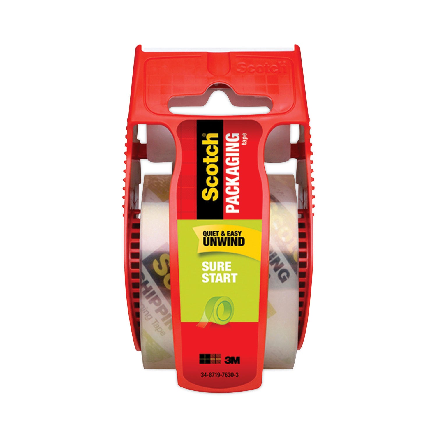 Scotch® Sure Start Packaging Tape With Dispenser, 1.5" Core, 1.88" X 22.2 Yds, Clear