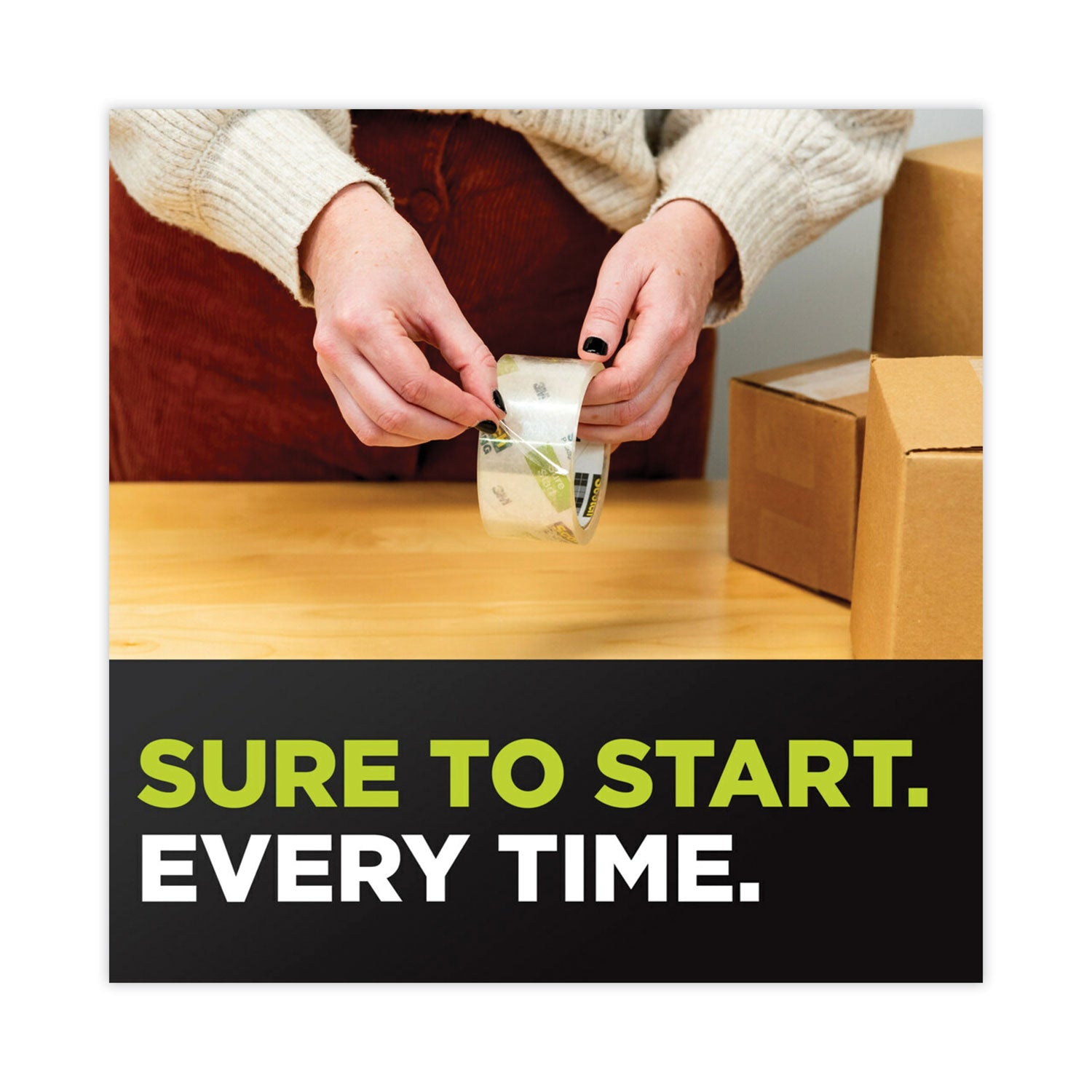 Scotch® Sure Start Packaging Tape With Dispenser, 1.5" Core, 1.88" X 22.2 Yds, Clear