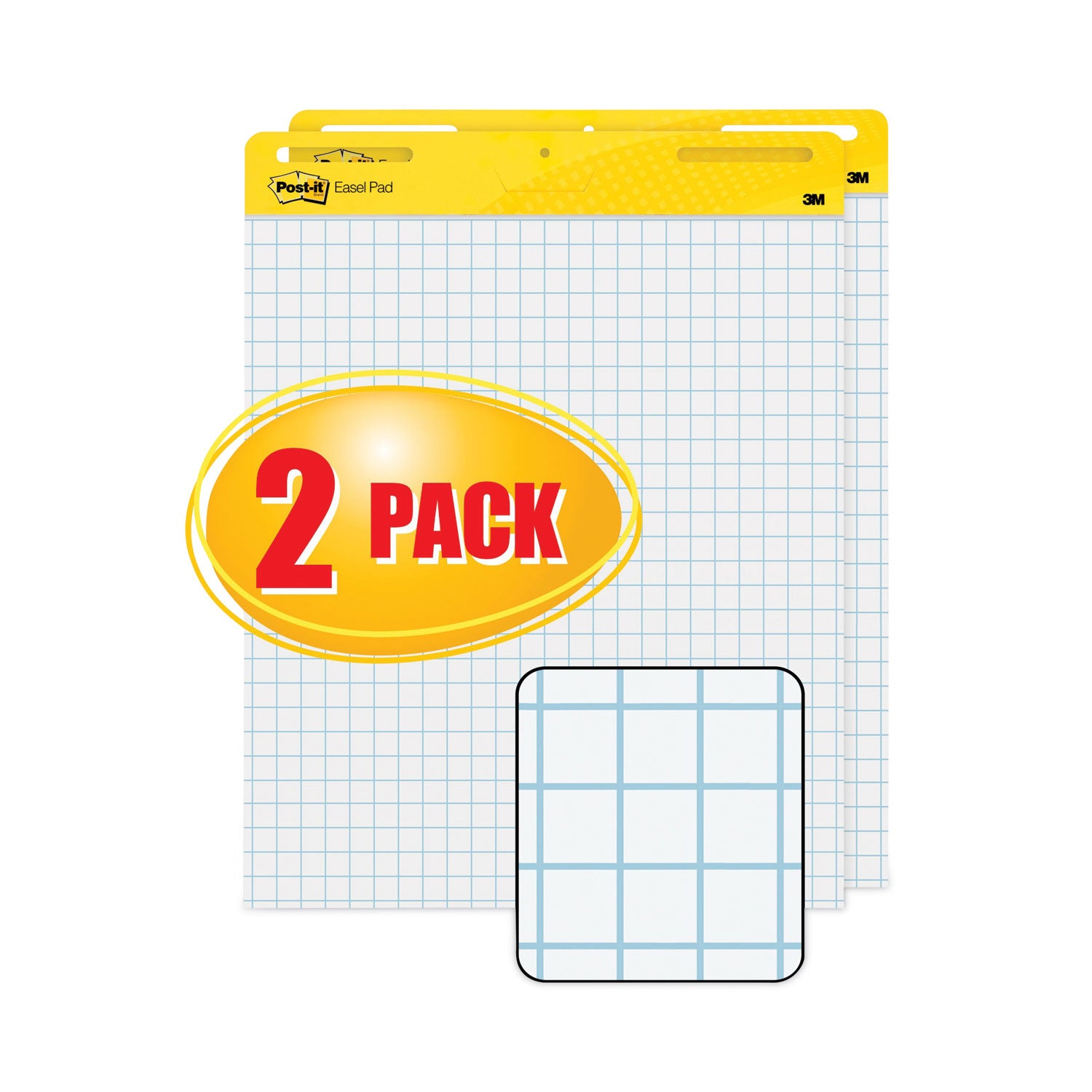 Post-it® Easel Pads Super Sticky Vertical-Orientation Self-Stick Easel Pads, Quadrille Rule (1 sq/in), 25 x 30, White, 30 Sheets, 2/Carton