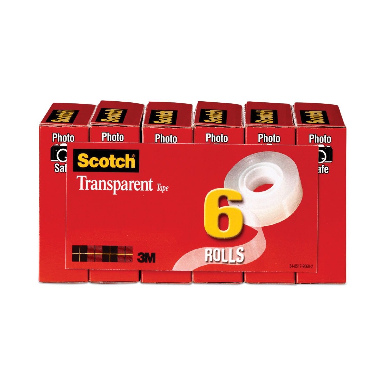 Scotch® Transparent Tape, 1" Core, 0.75" X 83.33 Ft, Transparent, 6/pack