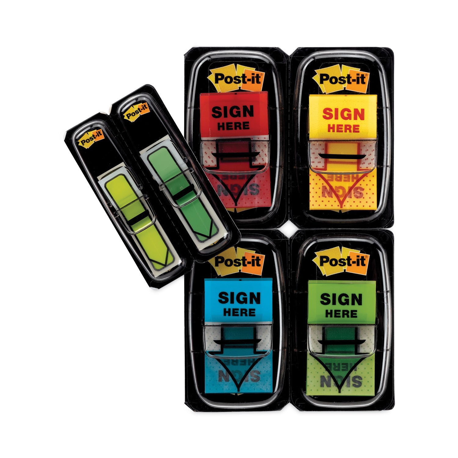 Post-it® Flags Arrow Message 1" Page Flags, 200 "Sign Here", 48 Arrow, Four Colors, 248/Pack