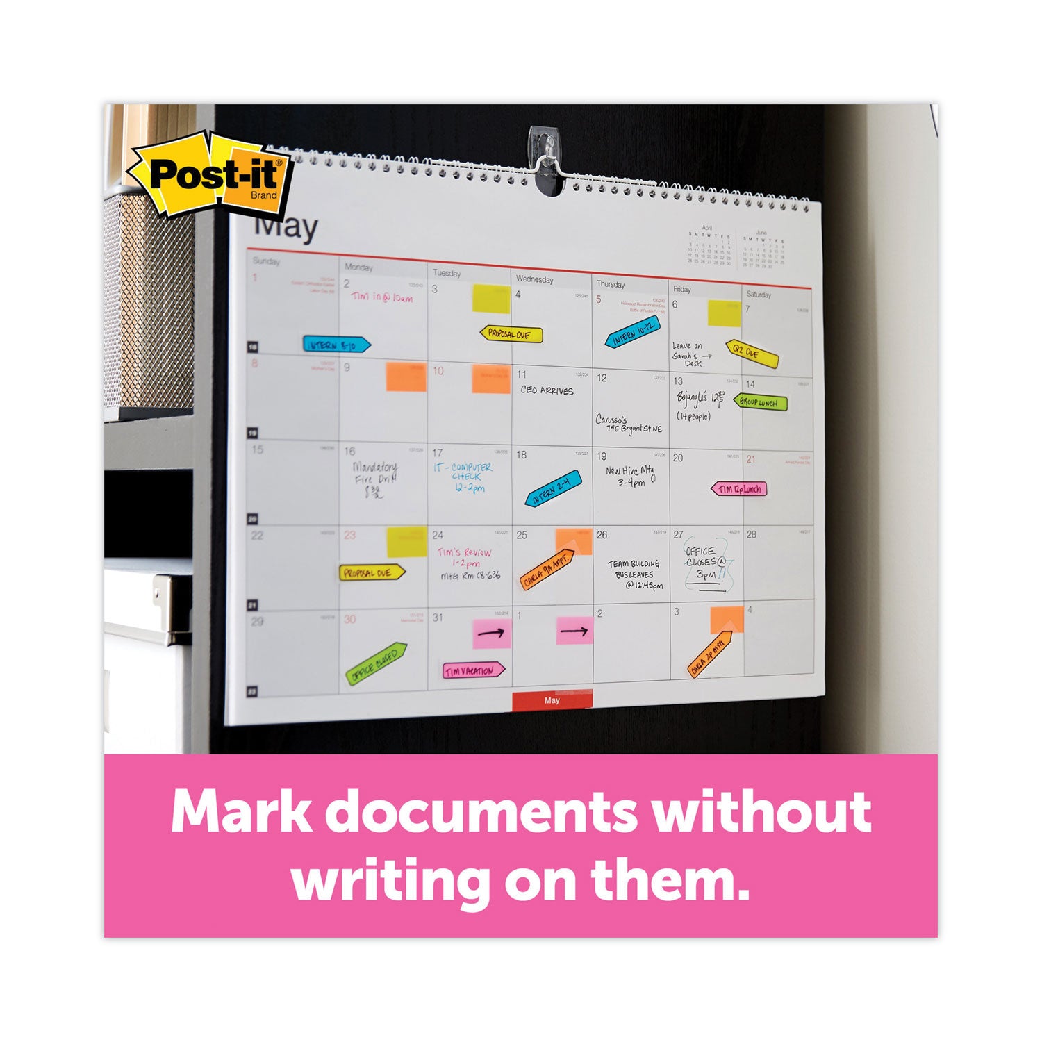 Post-it® Flags Arrow 0.5" Page Flags, Assorted Primary, 24/Color, 96 Flags/Pack