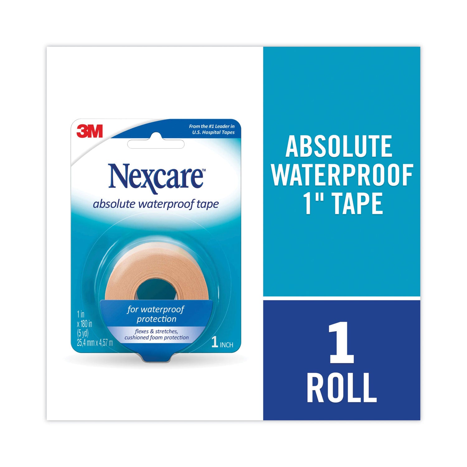 3M Nexcare™ Absolute Waterproof First Aid Tape, Foam, 1 X 180