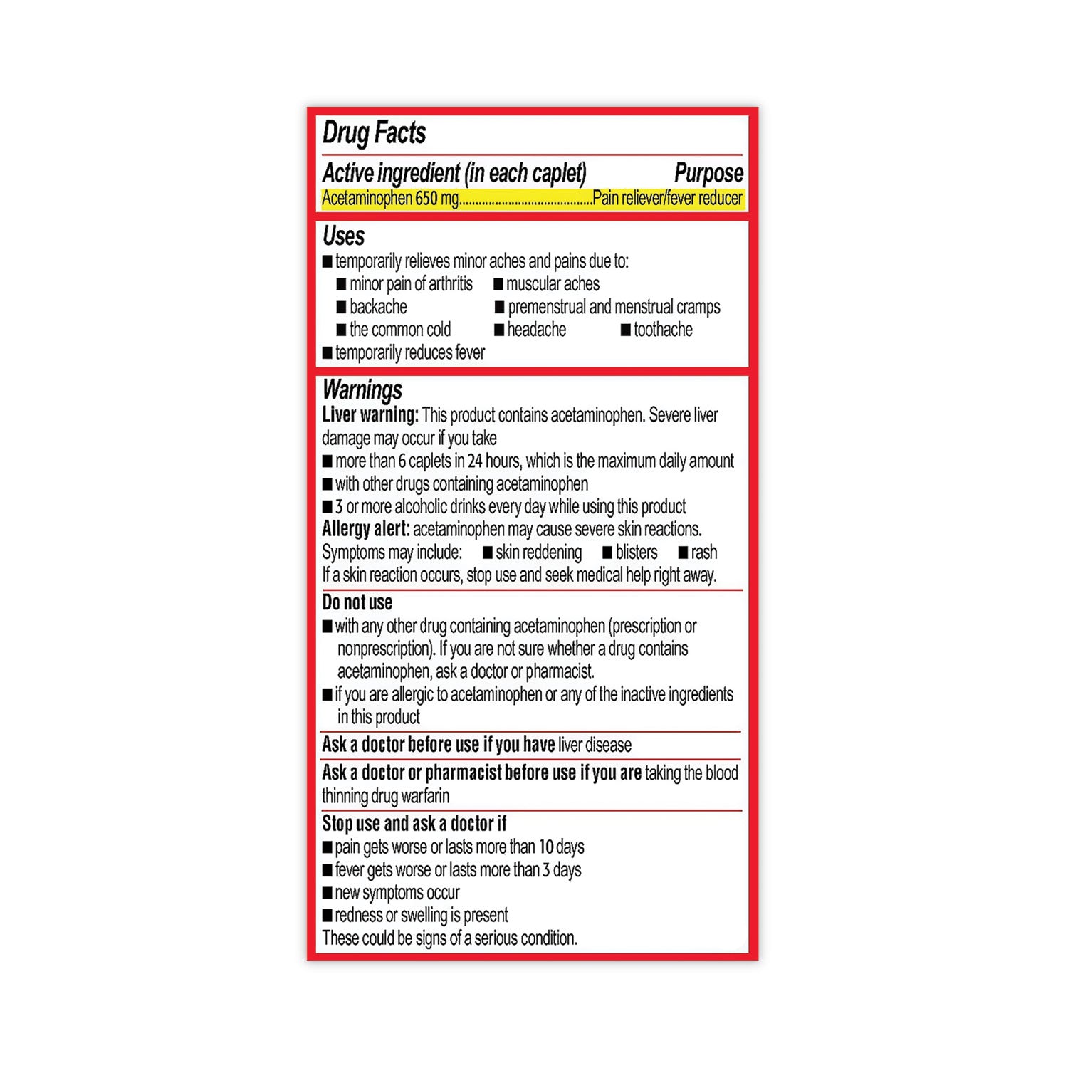 Tylenol® 8-Hour Arthritis Pain Extended Release Tablets, 650 mg, 290/Bottle