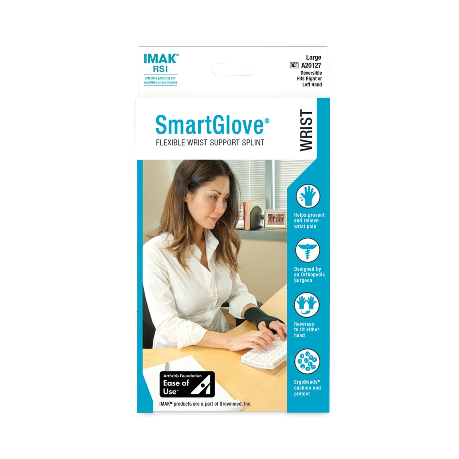 IMAK® RSI SmartGlove Wrist Wrap, Large, Fits Hands Up to 4.25" Wide, Black