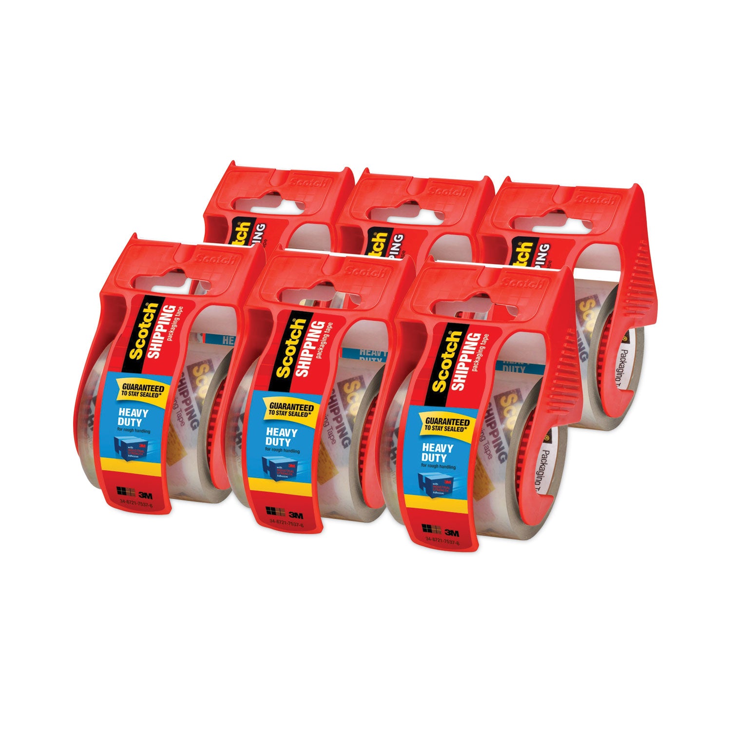 Scotch® 3850 Heavy-Duty Packaging Tape With Dispenser, 1.5" Core, 1.88" X 66.66 Ft, Clear, 6/pack