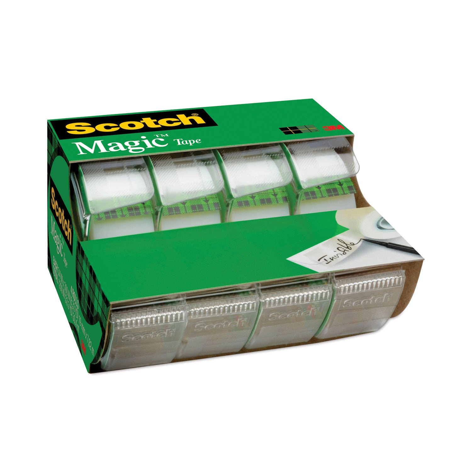 Scotch® Magic Tape In Handheld Dispenser, 1" Core, 0.75" X 25 Ft, Clear, 4/pack