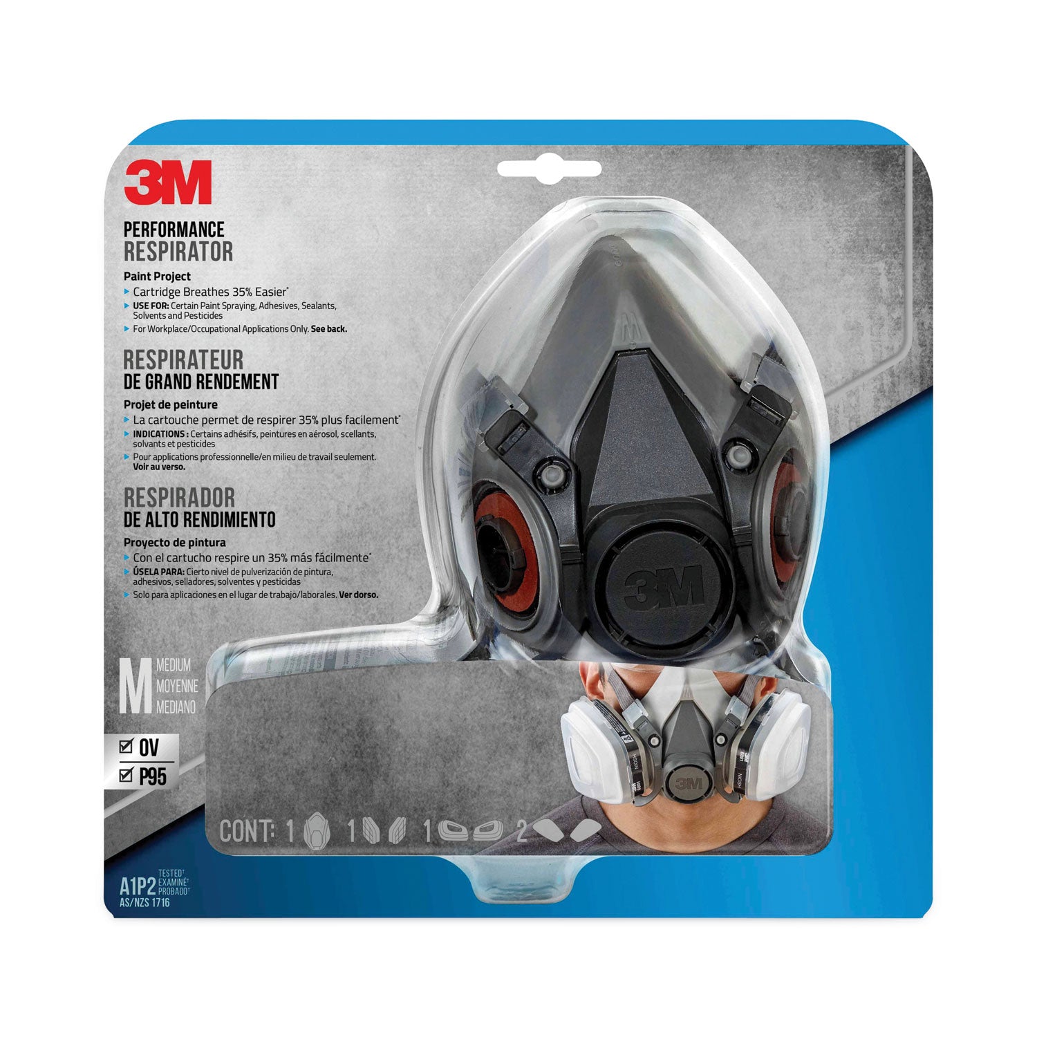 3M™ Half Facepiece Paint Spray/pesticide Respirator, Medium
