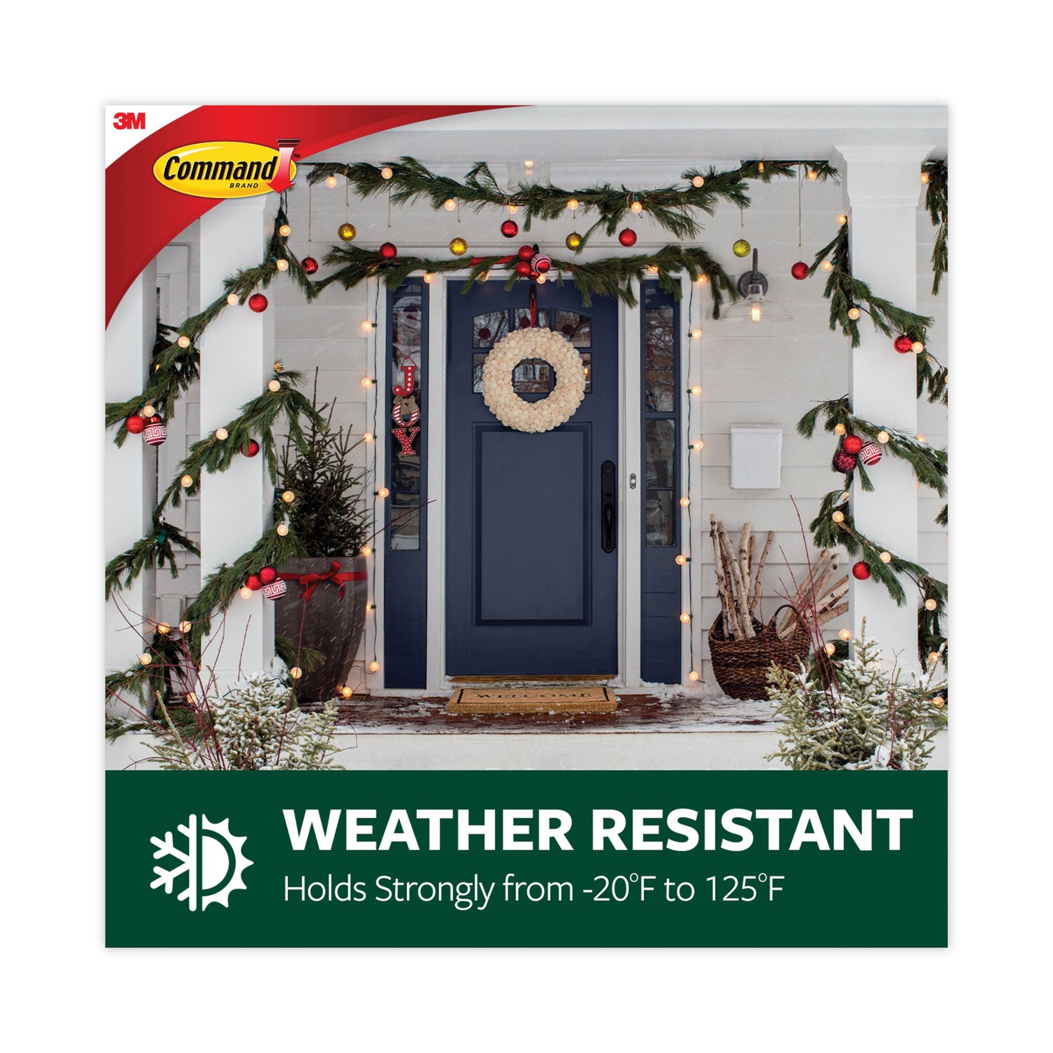 Command™ All Weather Hooks and Strips, Small, Plastic, Clear, 16 Clips and 20 Strips/Pack