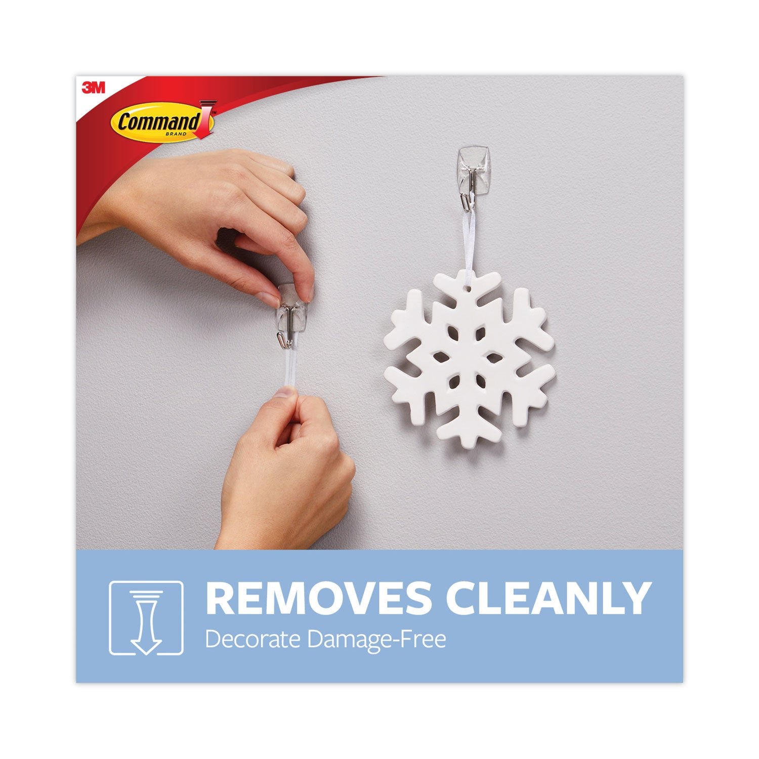 Command™ Clear Hooks and Strips, Small, Plastic/Metal, 0.5 lb, 9 Hooks and 12 Strips/Pack