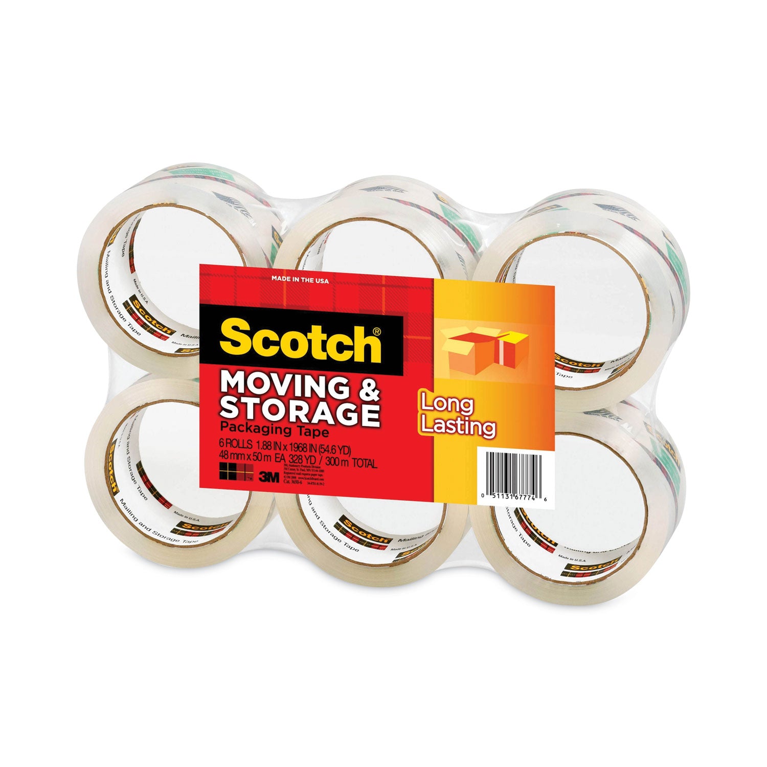 Scotch® Storage Tape, 3" Core, 1.88" X 54.6 Yds, Clear, 6/pack