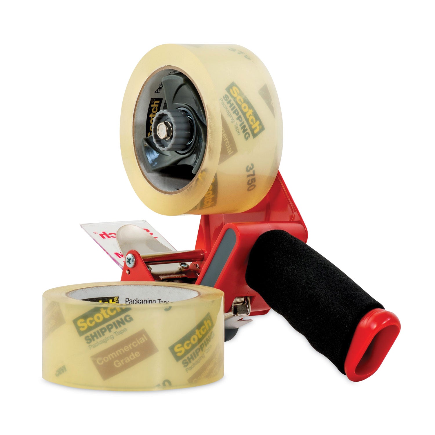 Scotch® Packaging Tape Dispenser With Two Rolls Of Tape, 3" Core, For Rolls Up To 0.75" X 60 Yds, Red