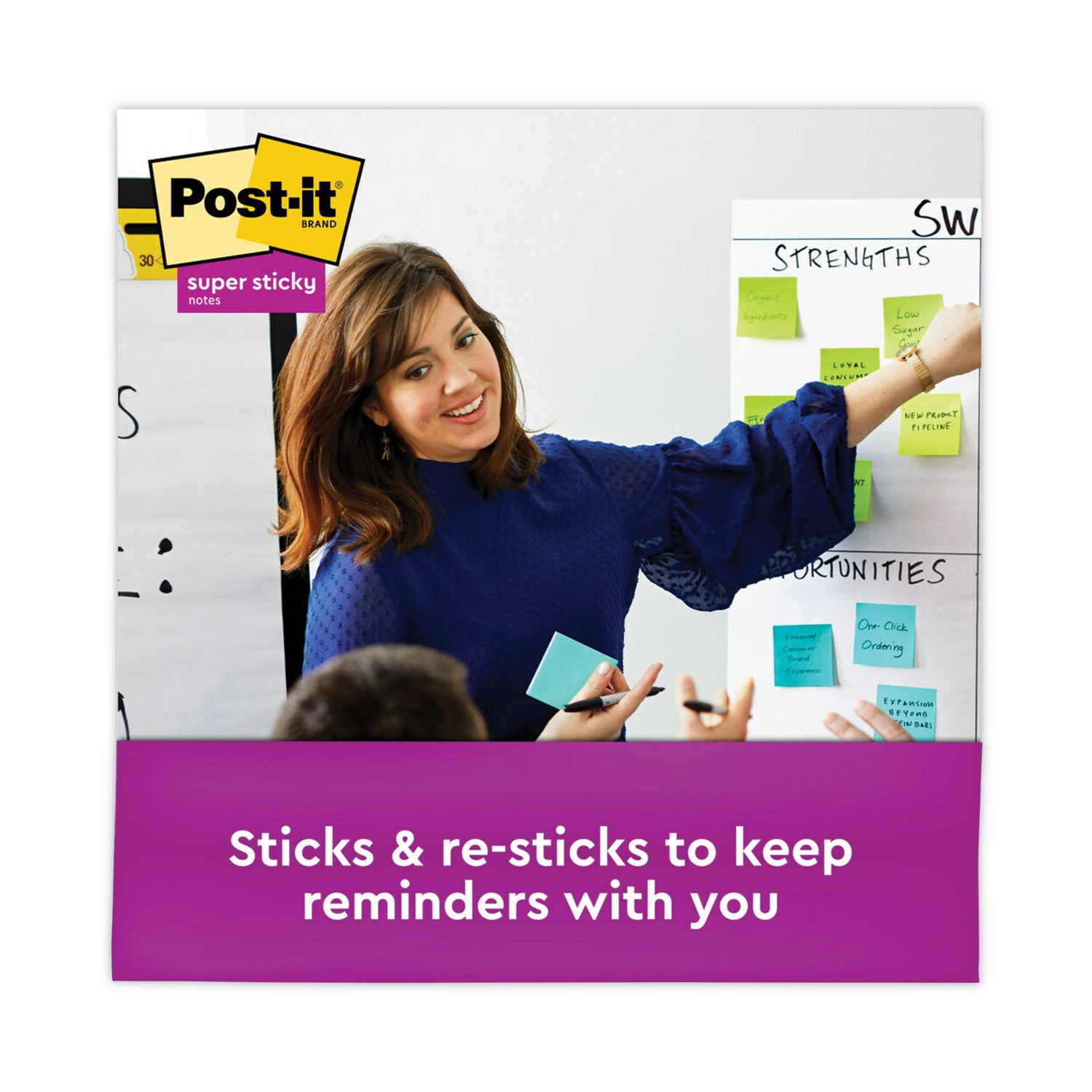 Post-it® Notes Super Sticky Pads in Energy Boost Collection Colors, Cabinet Pack, 3" x 3", 70 Sheets/Pad, 24 Pads/Pack
