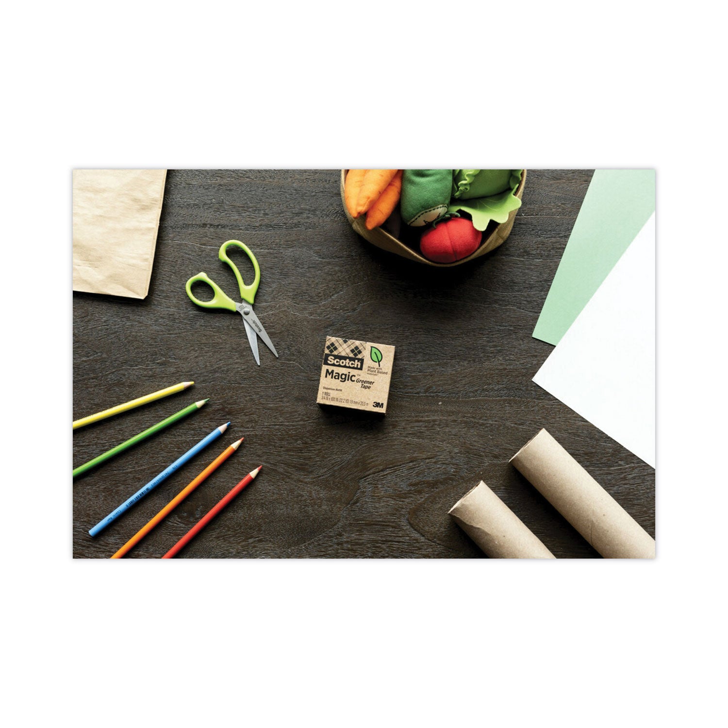 Scotch® Magic Greener Tape, 1" Core, 0.75" X 75 Ft, Clear, 12/pack