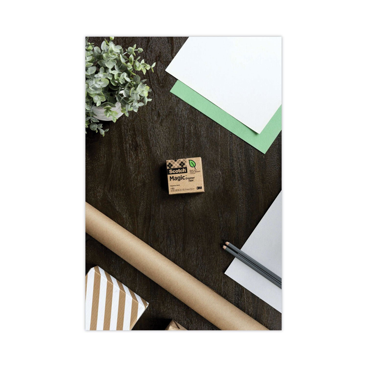 Scotch® Magic Greener Tape, 1" Core, 0.75" X 75 Ft, Clear, 12/pack