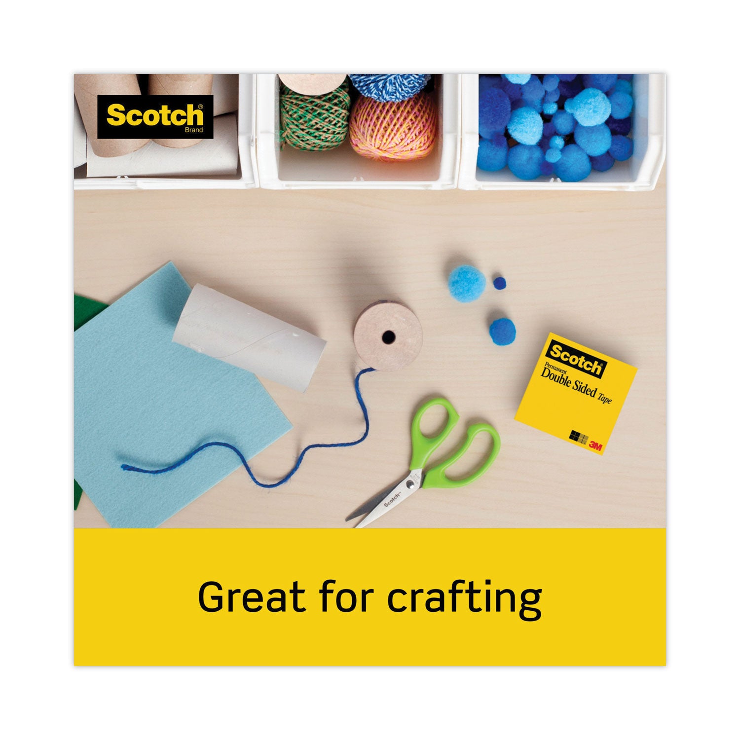 Scotch® Double-Sided Tape, 1" Core, 0.5" X 75 Ft, Clear