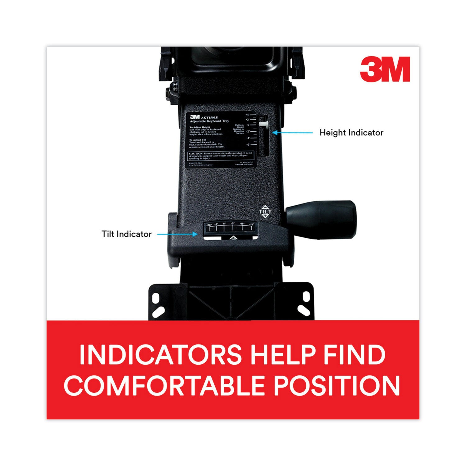 3M™ Sit/stand Easy Adjust Keyboard Tray, Highly Adjustable Platform,, Black