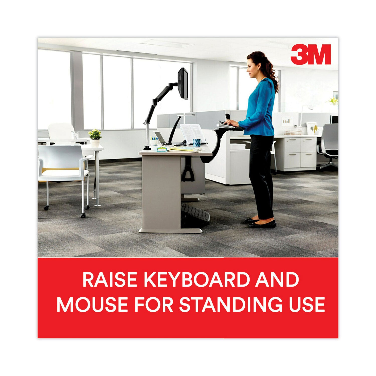 3M™ Sit/stand Easy Adjust Keyboard Tray, Highly Adjustable Platform,, Black