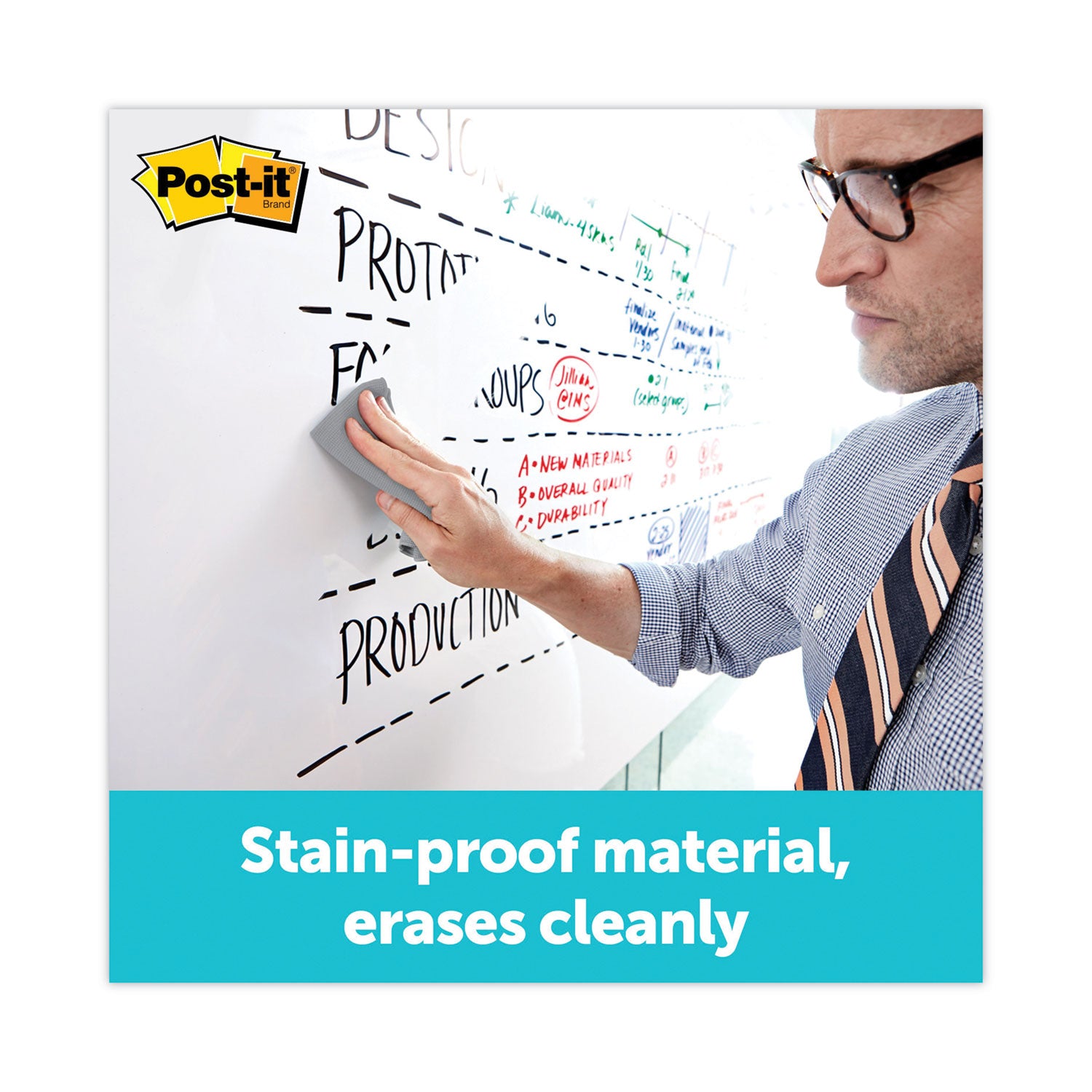 Post-it® Dry Erase Surface, Laminate Film, 48" x 7 mil x 36", White