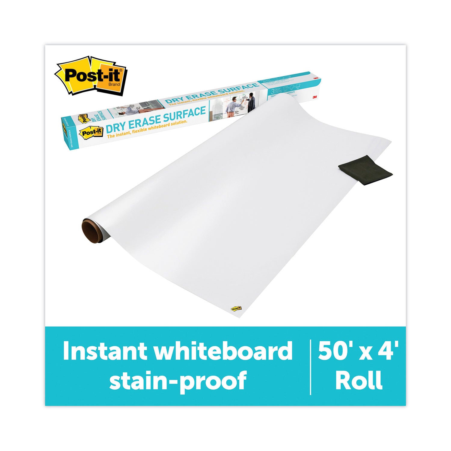 Post-it® Dry Erase Surface, Laminate Film, 50 ft x 7 mil x 48", White