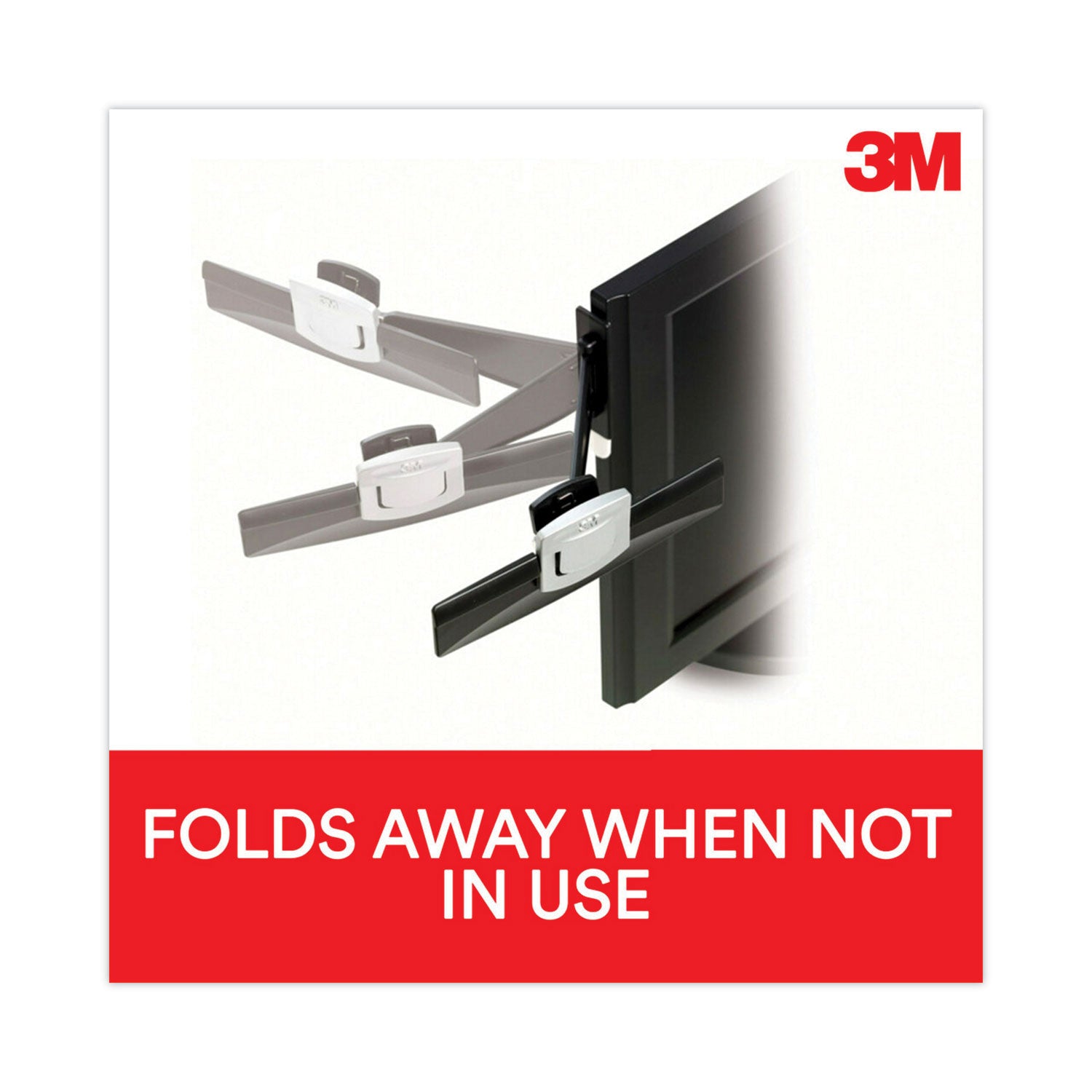 3M™ Swing Arm Copyholder, Adhesive Monitor Mount, 30 Sheet Capacity, Plastic, Black/silver Clip