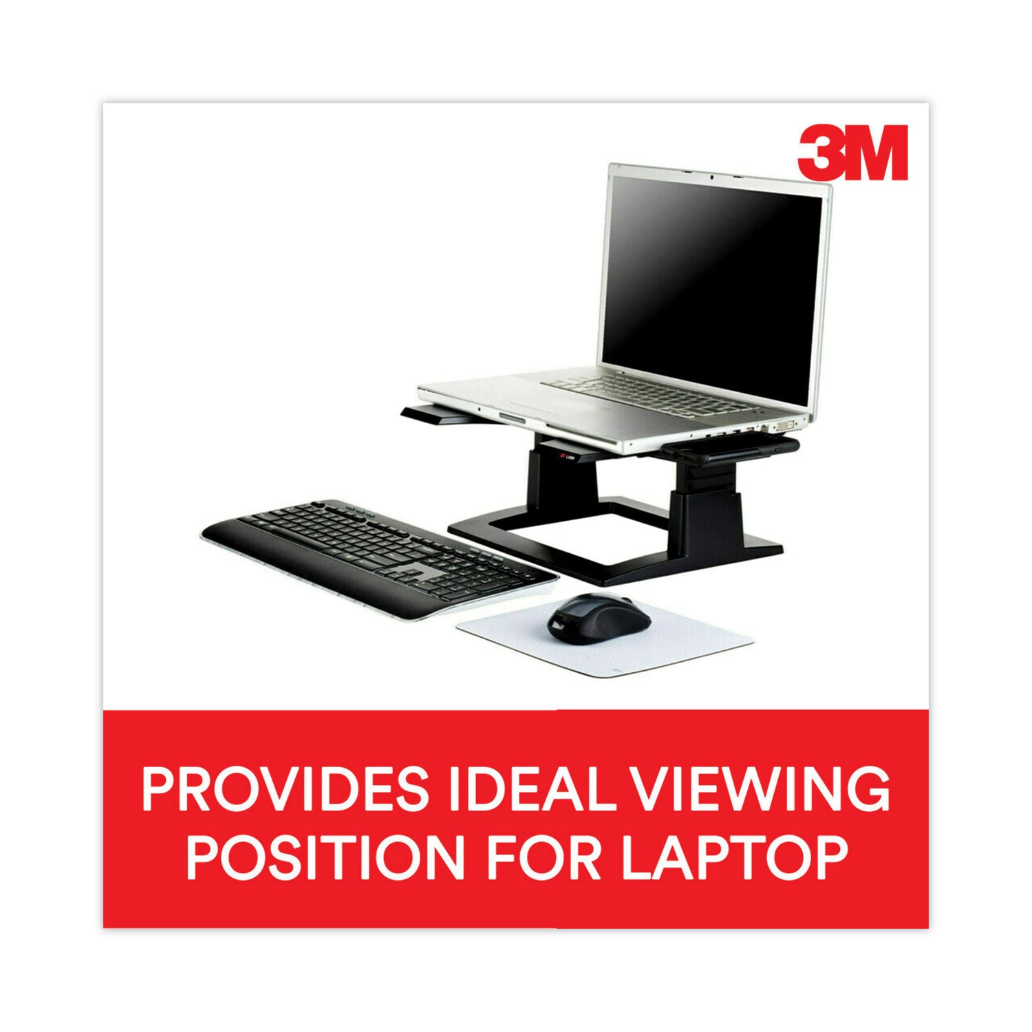 3M™ Adjustable Notebook Riser, 13" X 13" X 4" To 6", Black, Supports 20 Lbs