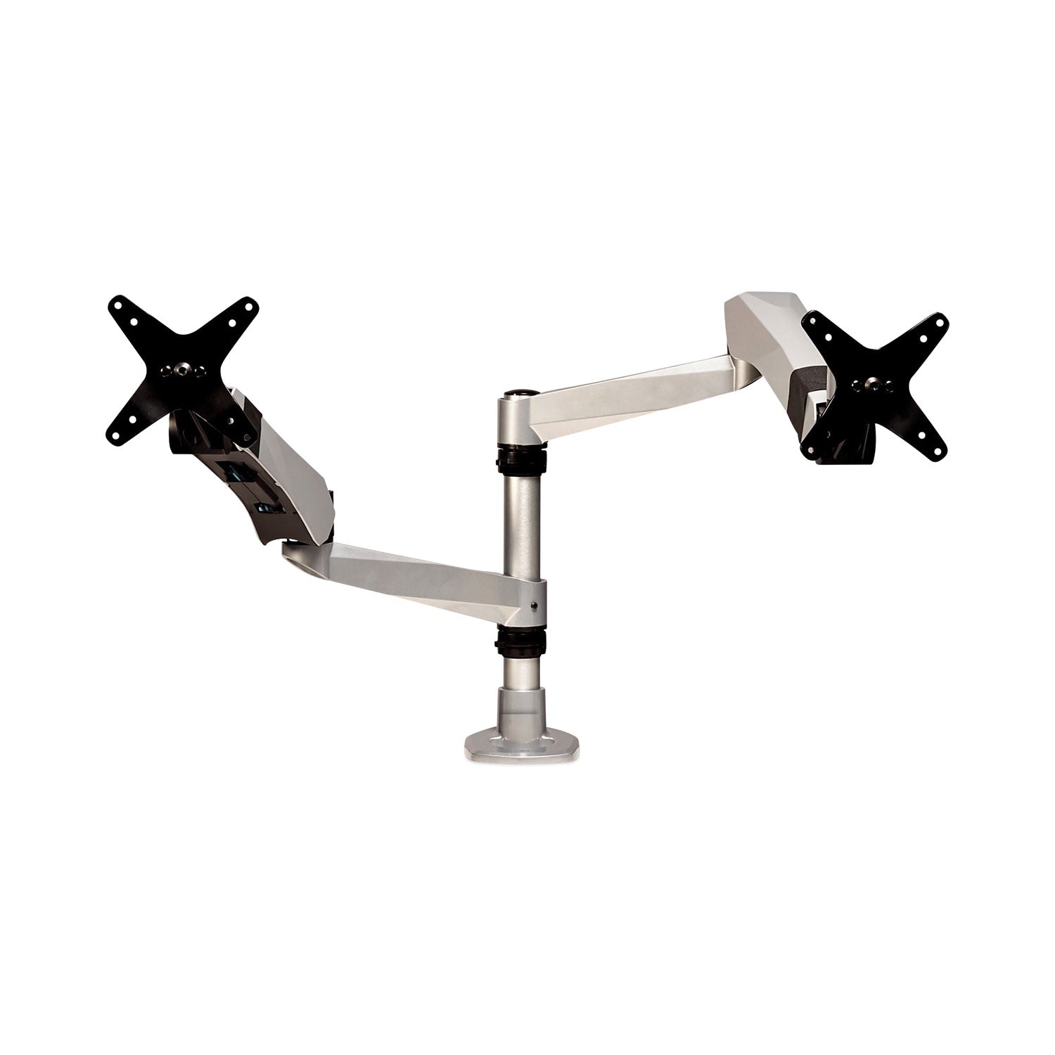 3M™ Easy-Adjust Desk Dual Arm Mount For 27" Monitors, 360 Deg Rotation, +90/-15 Deg Tilt, 360 Deg Pan, Silver, Supports 20 Lb