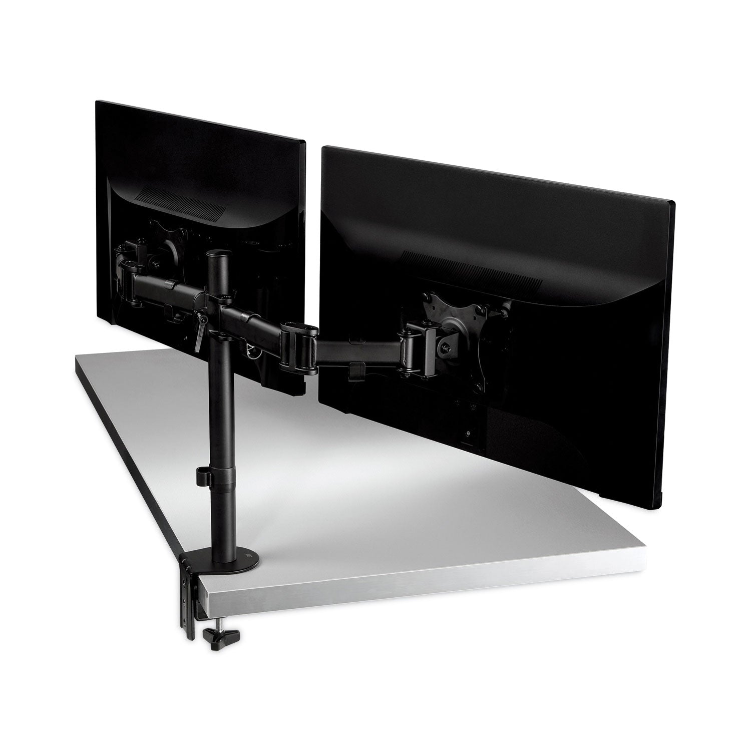 3M™ Dual Monitor Mount, For 27" Monitors, 360 Degree Rotation, +45 Degree/-45 Degree Tilt, 90 Degree Pan, Black, Supports 20 Lb
