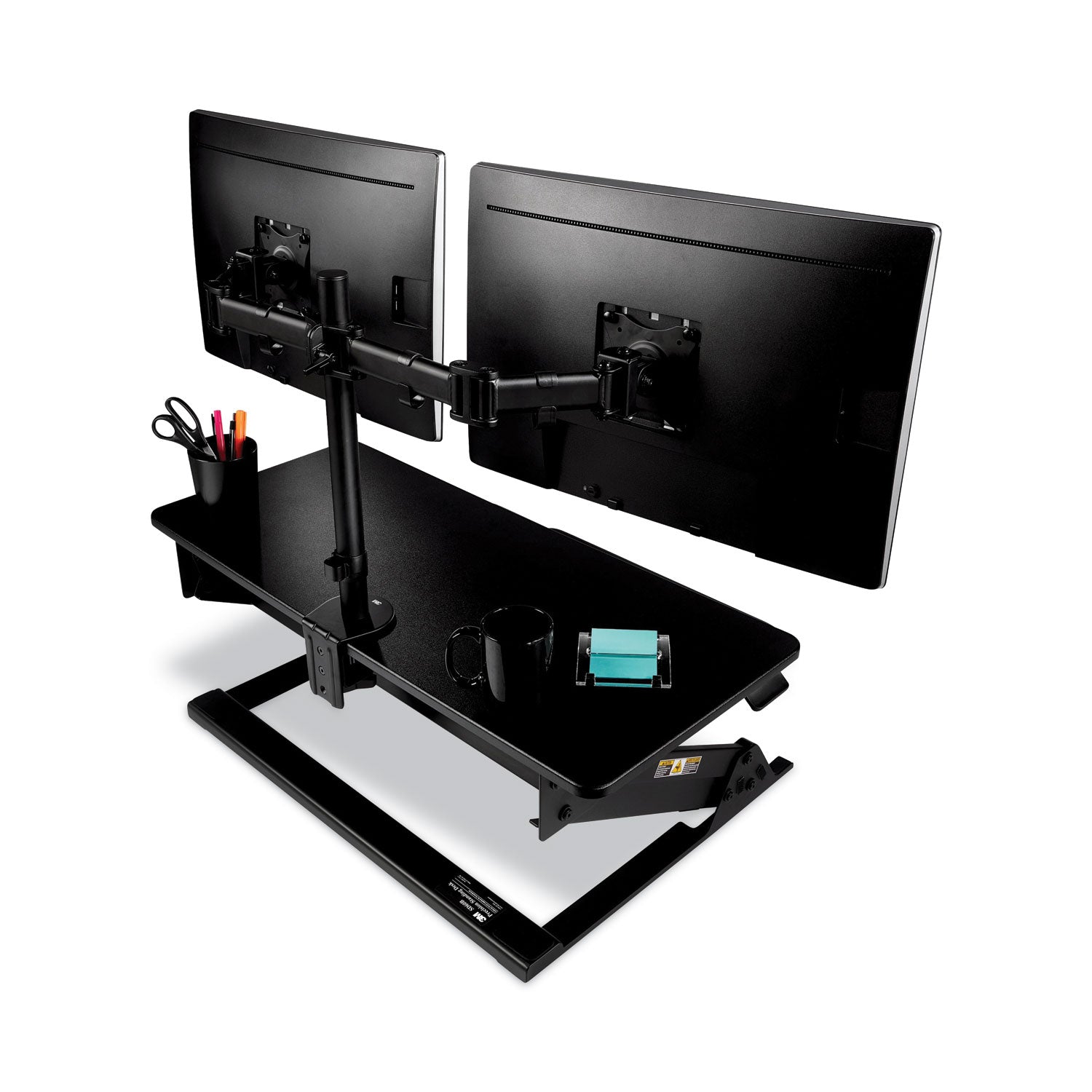 3M™ Dual Monitor Mount, For 27" Monitors, 360 Degree Rotation, +45 Degree/-45 Degree Tilt, 90 Degree Pan, Black, Supports 20 Lb
