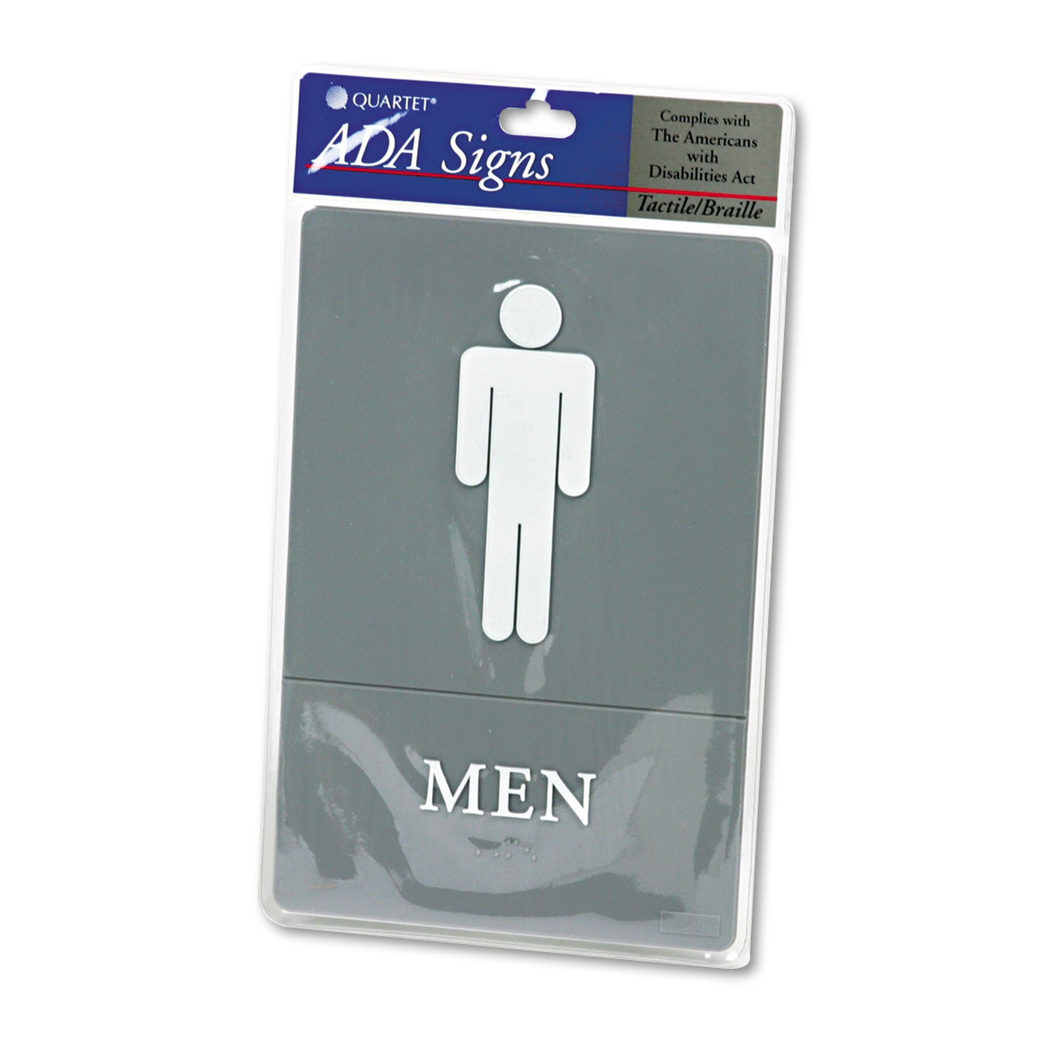 Headline® Sign Ada Sign, Men Restroom Symbol W/tactile Graphic, Molded Plastic, 6 X 9, Gray