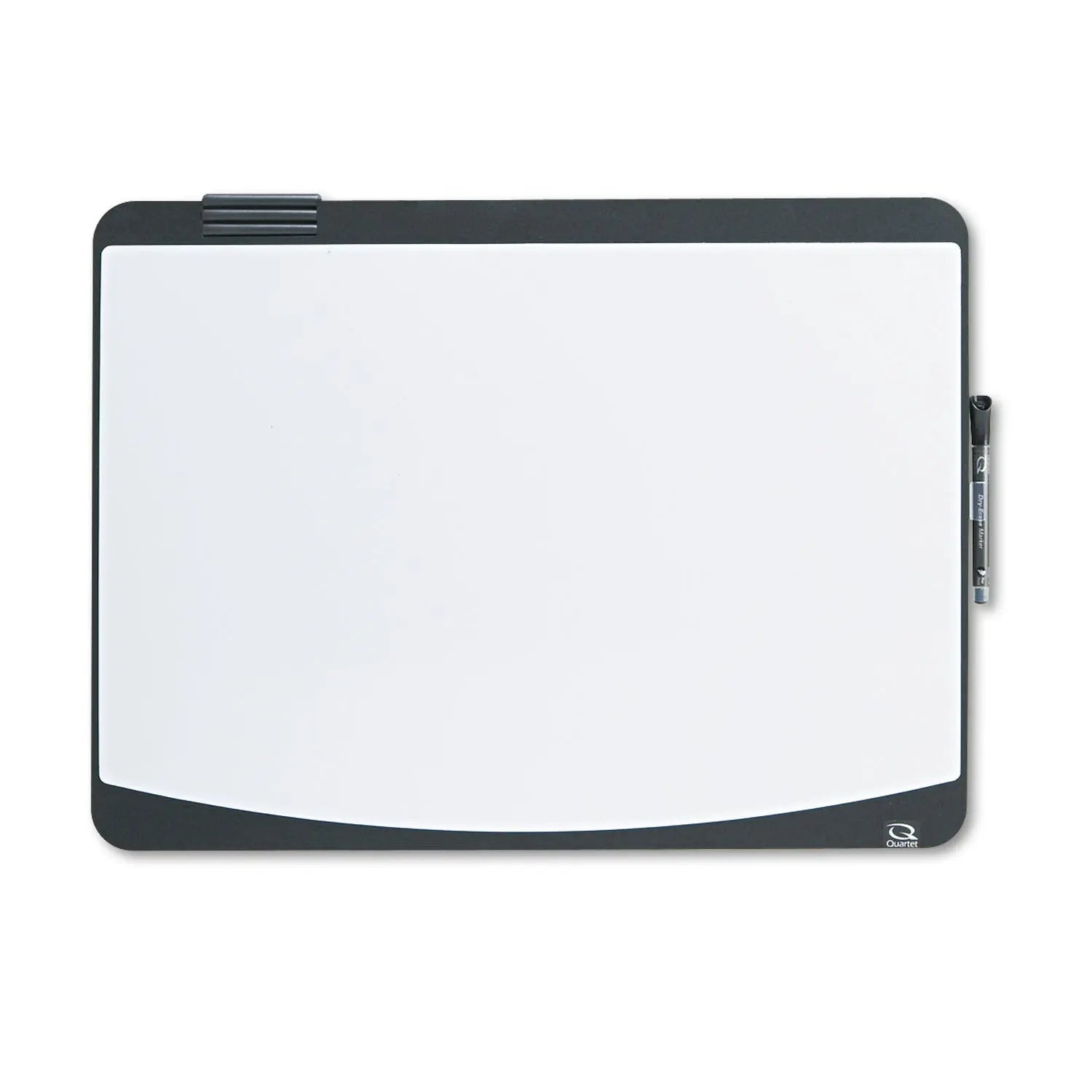 Tack/Write Dry Erase Marker Board, 25.5" x 17.5", Black/White Surface, Black Plastic Frame