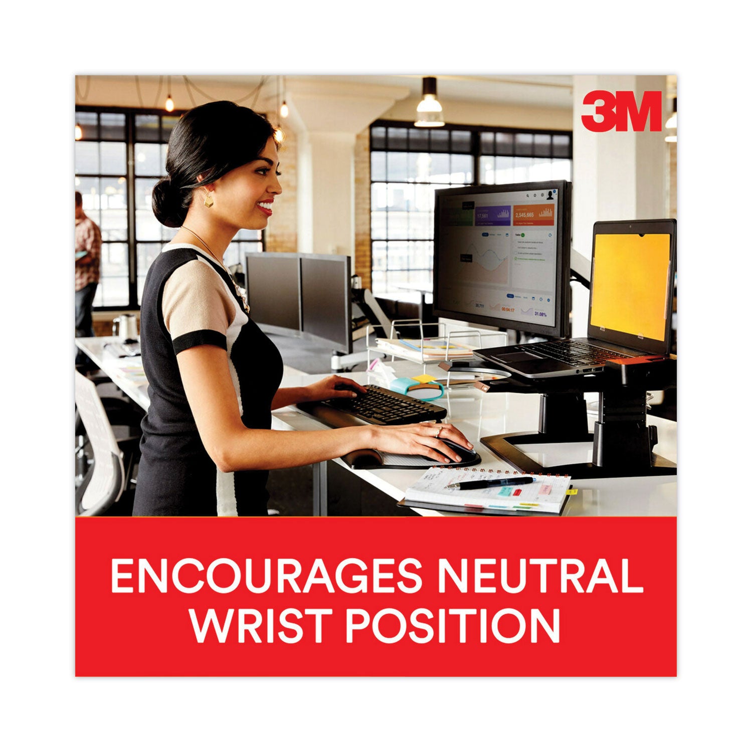 3M™ Antimicrobial Gel Large Keyboard Wrist Rest, 19 x 2.75, Black