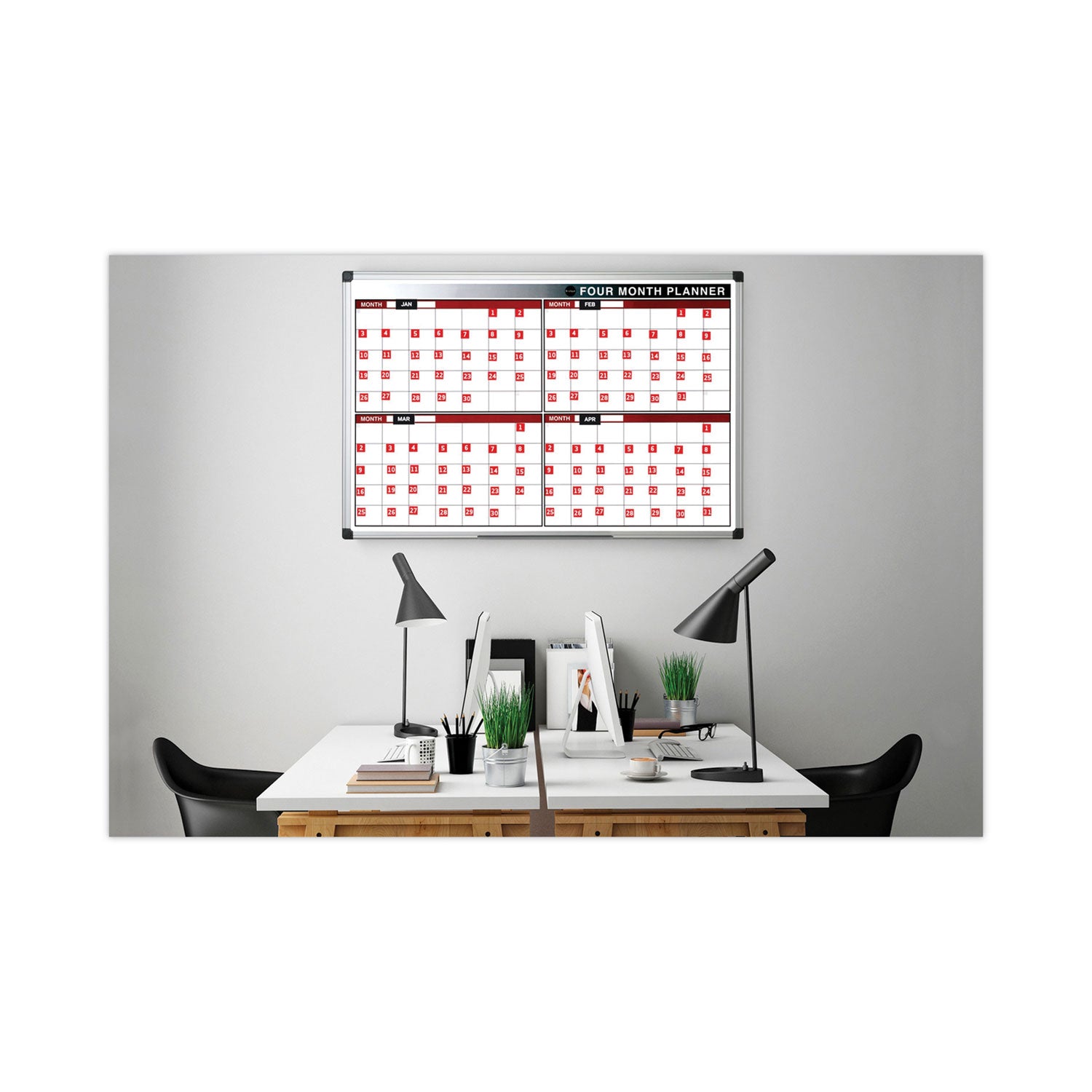 MasterVision® Interchangeable Magnetic Board Accessories, Months of Year, Black/White, 2" x 1", 12 Pieces
