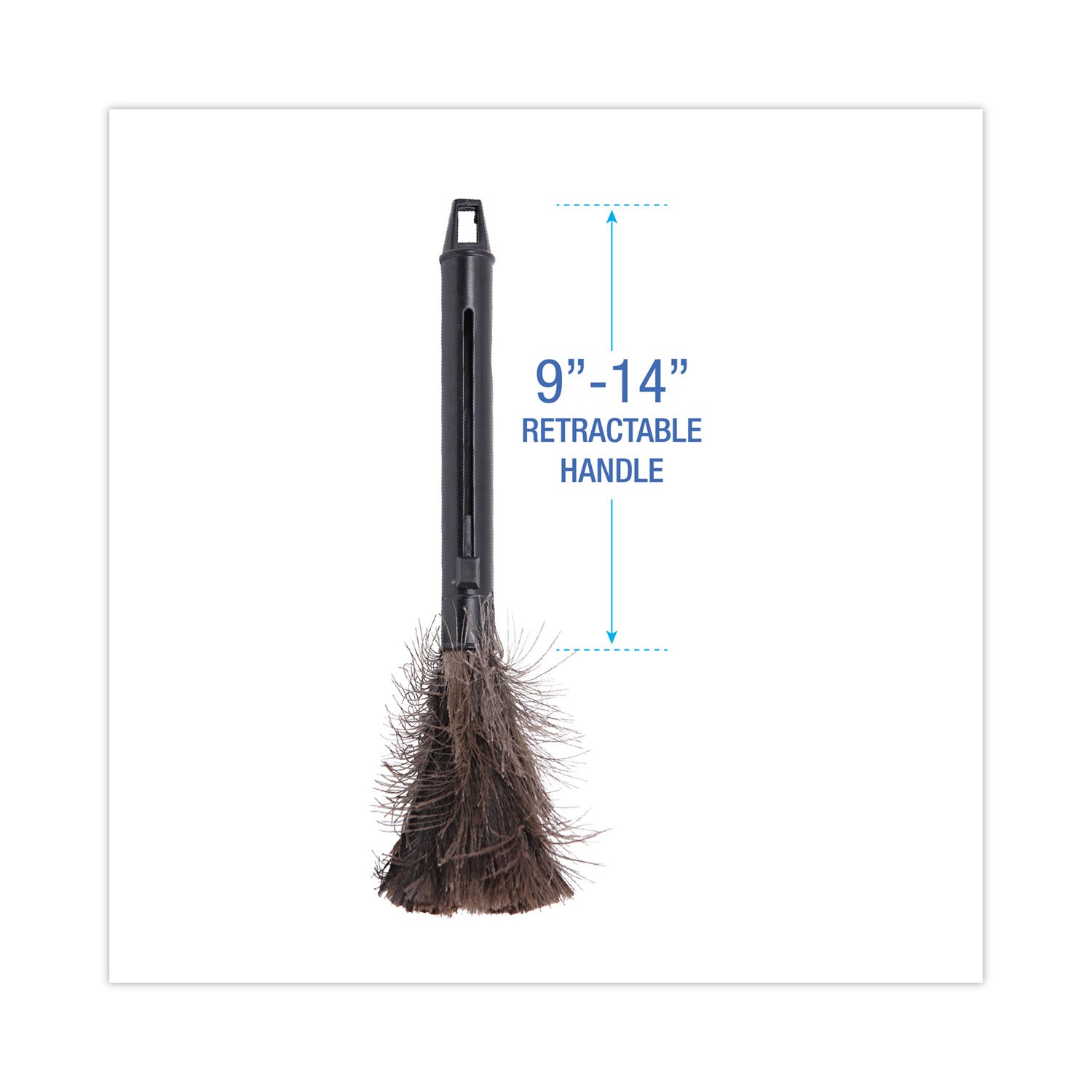 Boardwalk® Ostrich Feather Duster, 9" to 14" Retractable Plastic Handle