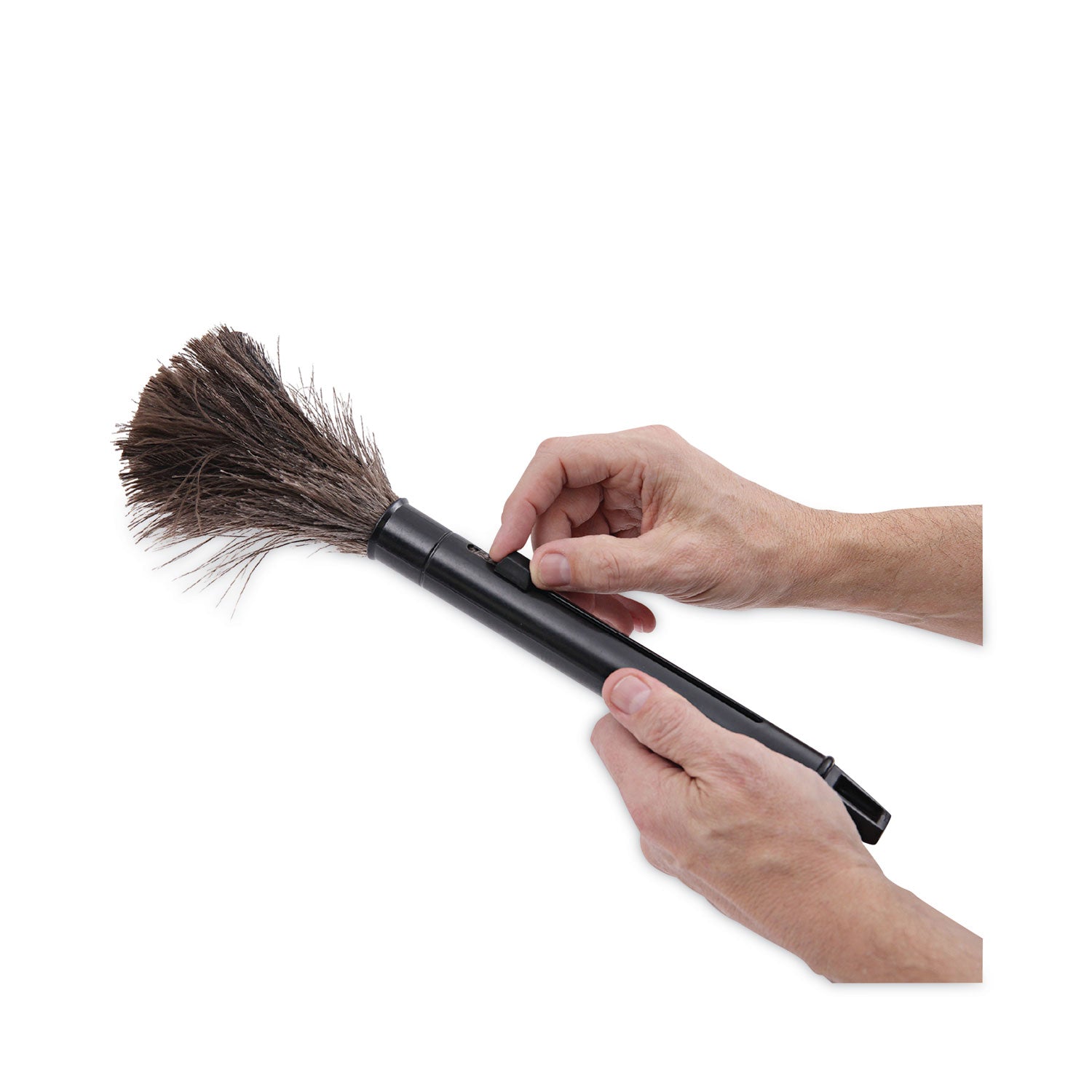 Boardwalk® Ostrich Feather Duster, 9" to 14" Retractable Plastic Handle